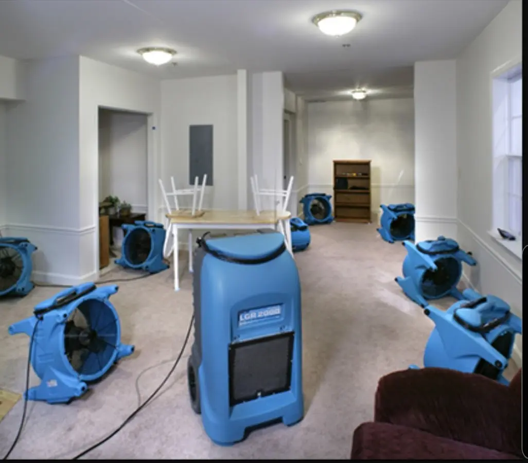 Air movers and dehumidifier setup for Water Extraction & Removal in Beekman